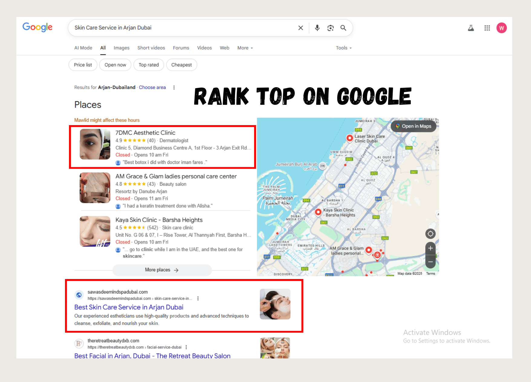 Local SEO Portfolio - Business Ranking in Dubai